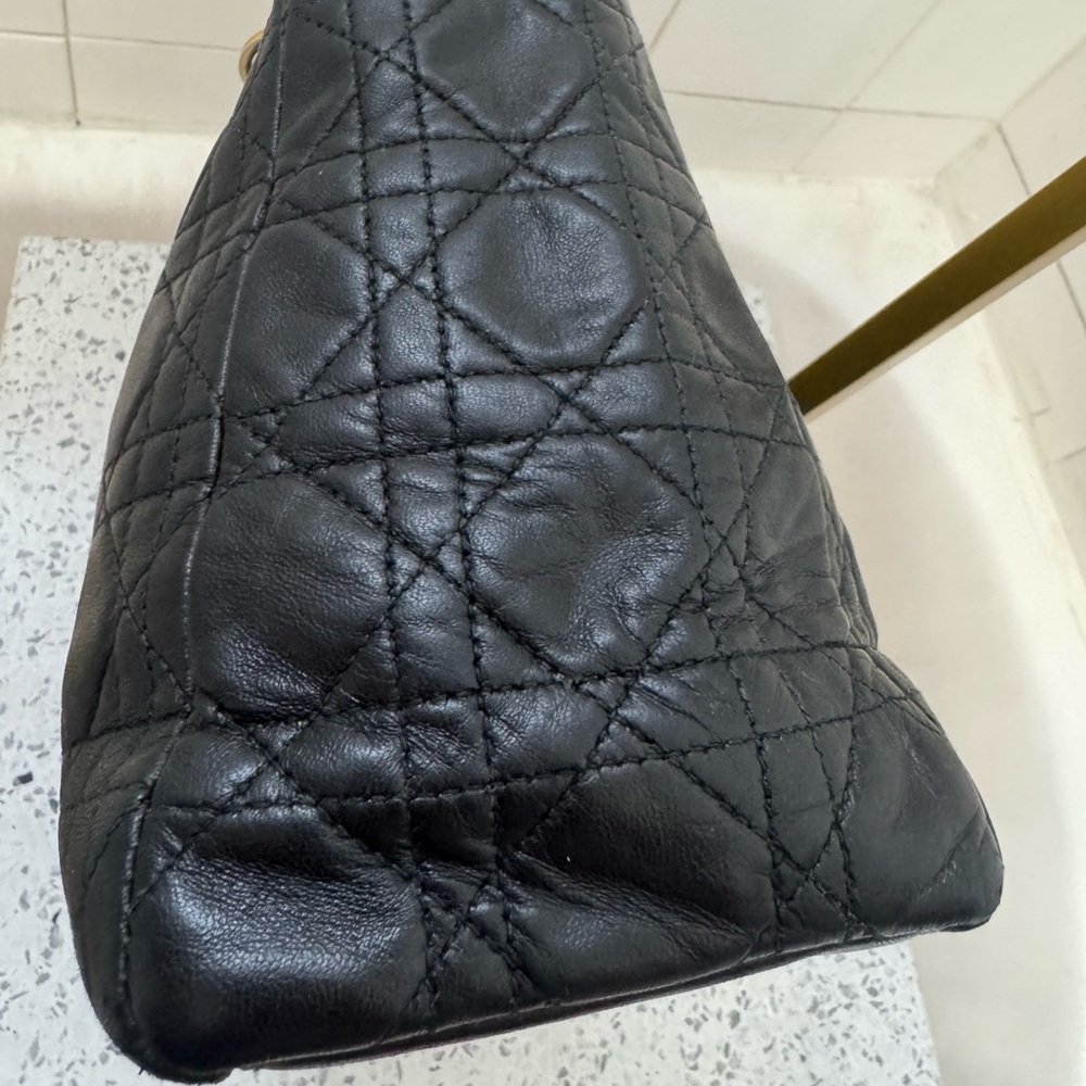 Dior Black Quilted Leather Satchel with Gold Hardware - Picture 4 of 15